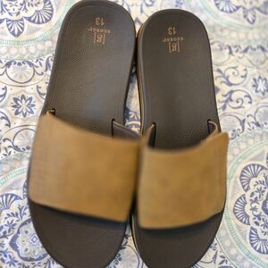 George Tan and Brown Slide Sandals